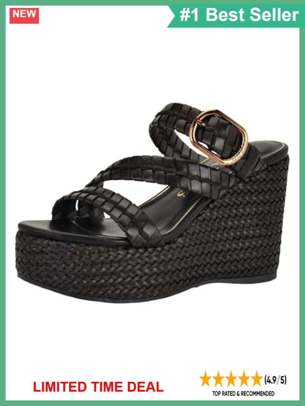 Faux Leather Braided Wedge Sandals Slip On Casual Platform